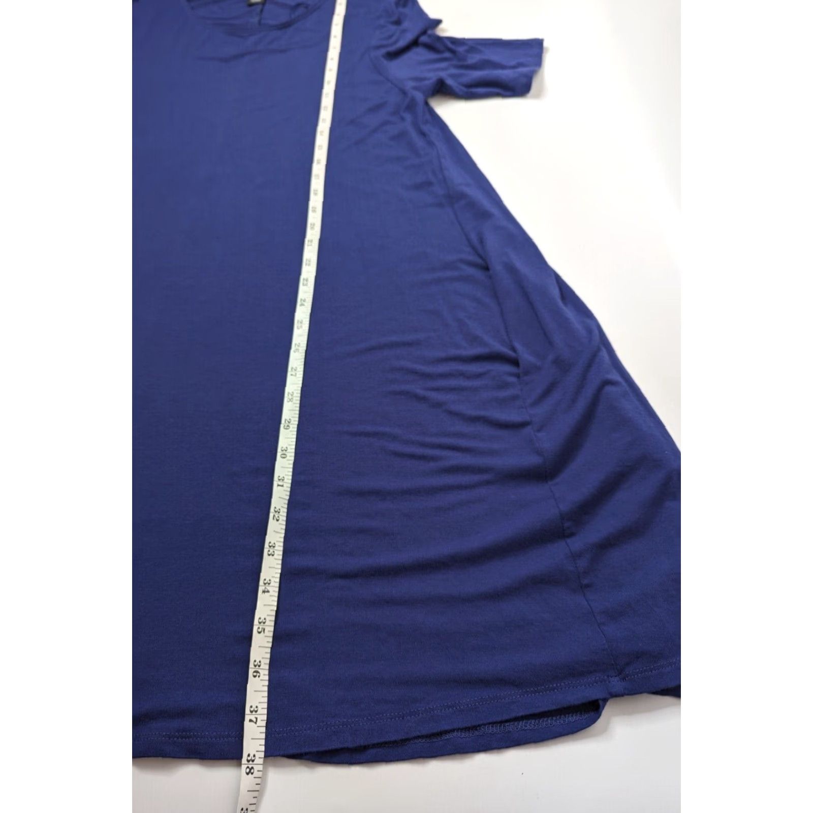 Vintage Joan Vass New York Dress Navy Blue Midi L Pockets Rayon Women's Size L / US 10 / IT 46 - 6 Thumbnail