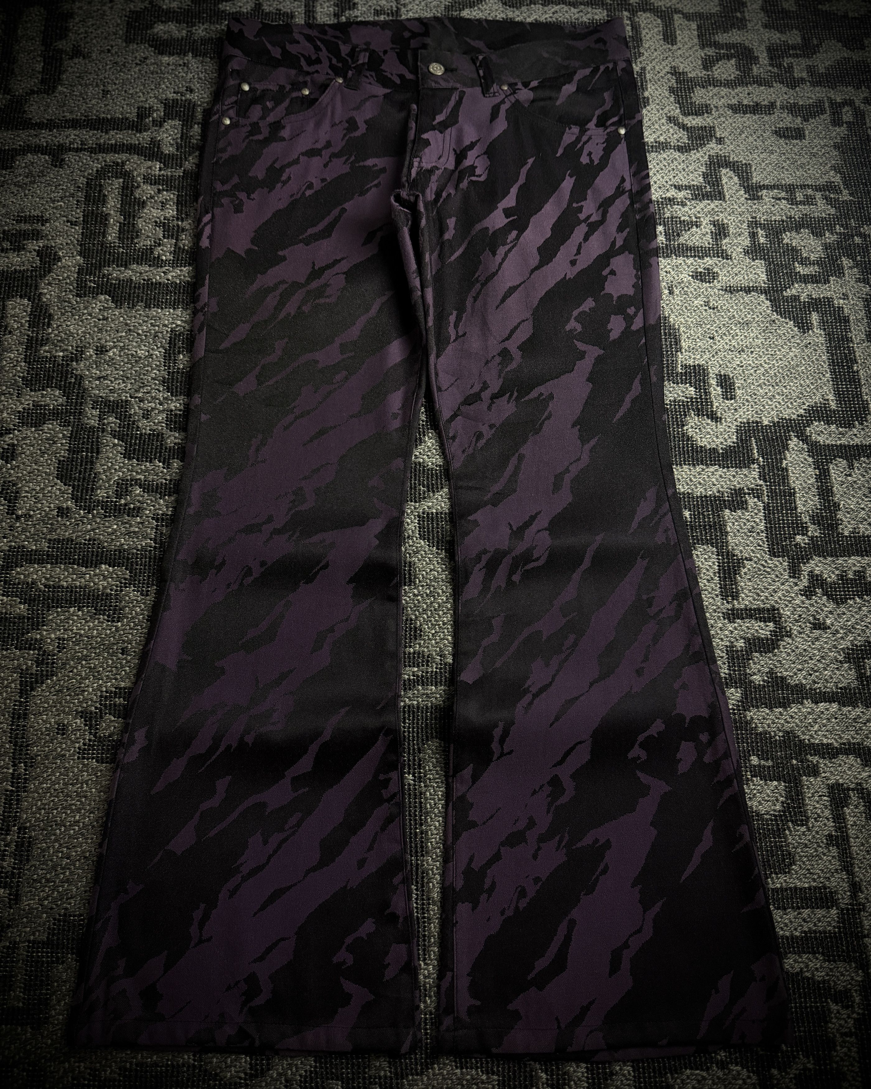 Tornado Mart Tornado Mart Purple Black Abstract Camo Flared Pants Size US 34 / EU 50 - 3 Thumbnail