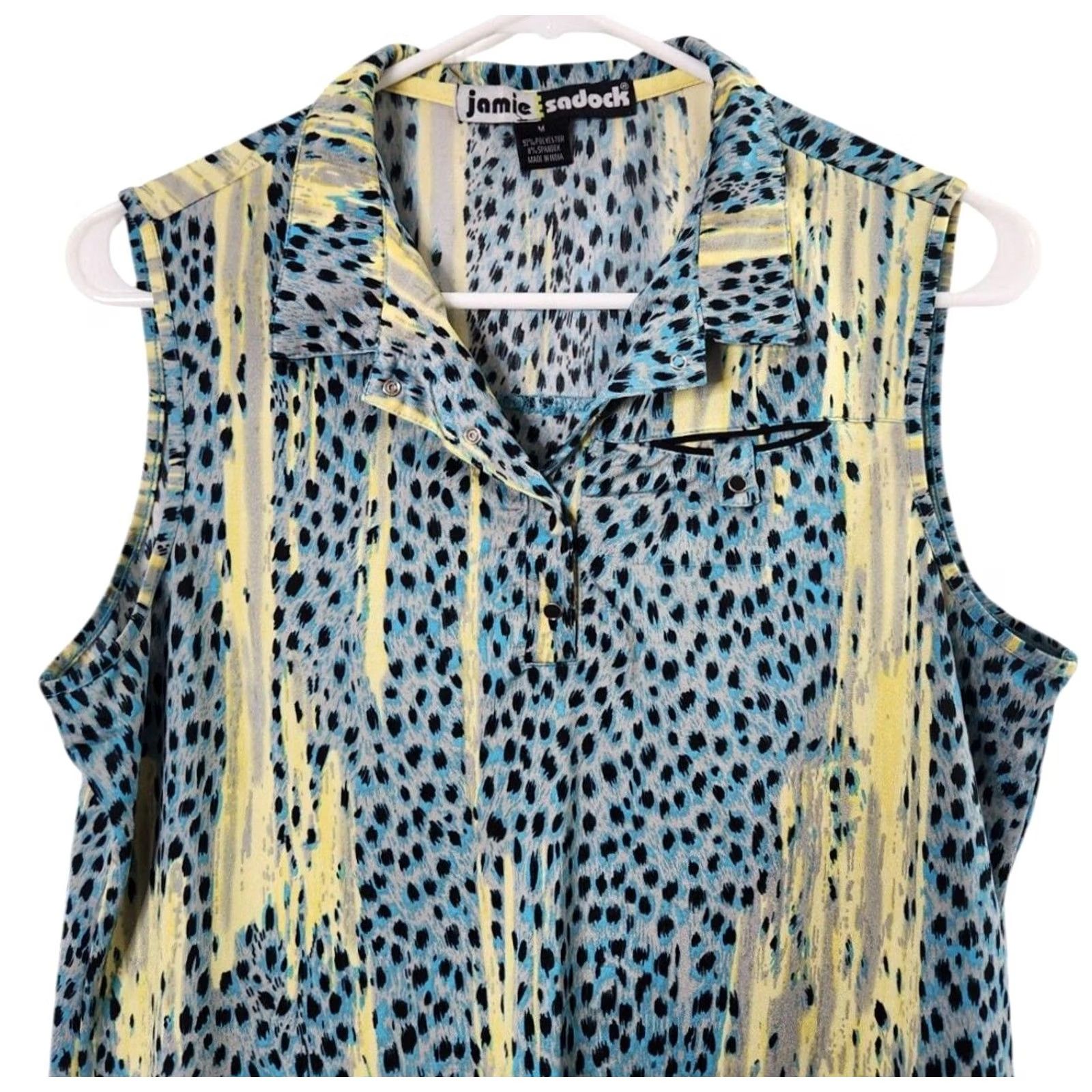 Vintage Jamie Sadock Womens M 1/4 Zip Top Sleeveless Golf Vest Shirt Art To Wear Tank Size M / US 6-8 / IT 42-44 - 3 Thumbnail