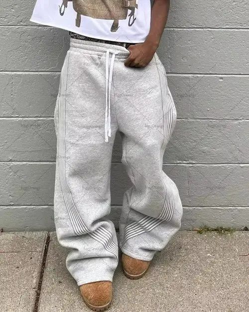 VIBE Hip Hop Elastic Waist Stripes Embroidery Baggy Sweatpants Size US 34 / EU 50 - 1 Thumbnail