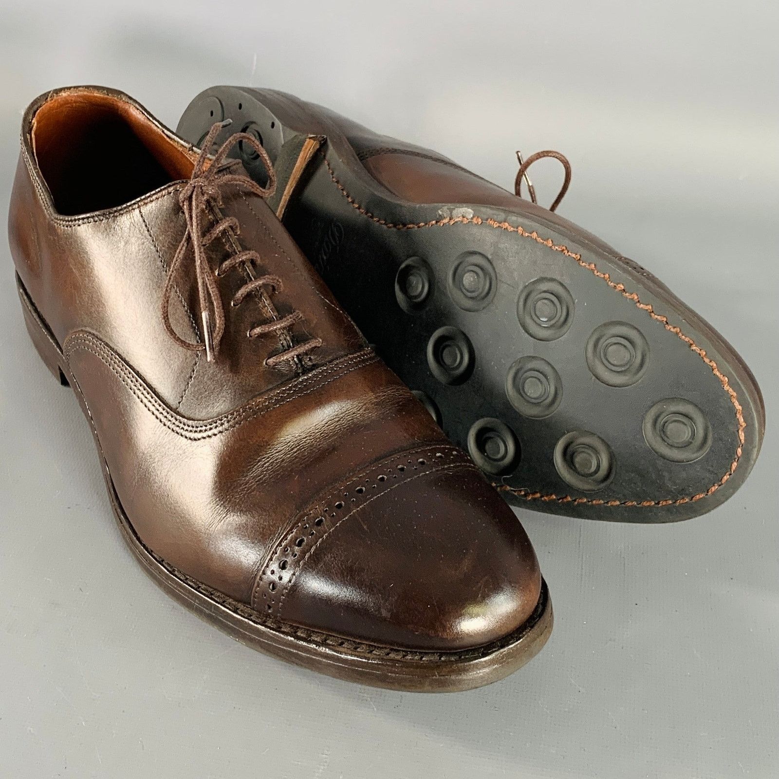 Allen Edmonds Fifth Avenue Brown Leather Oxford Cap Toe Lace-Up Shoes Size US 11 / EU 44 - 5 Thumbnail