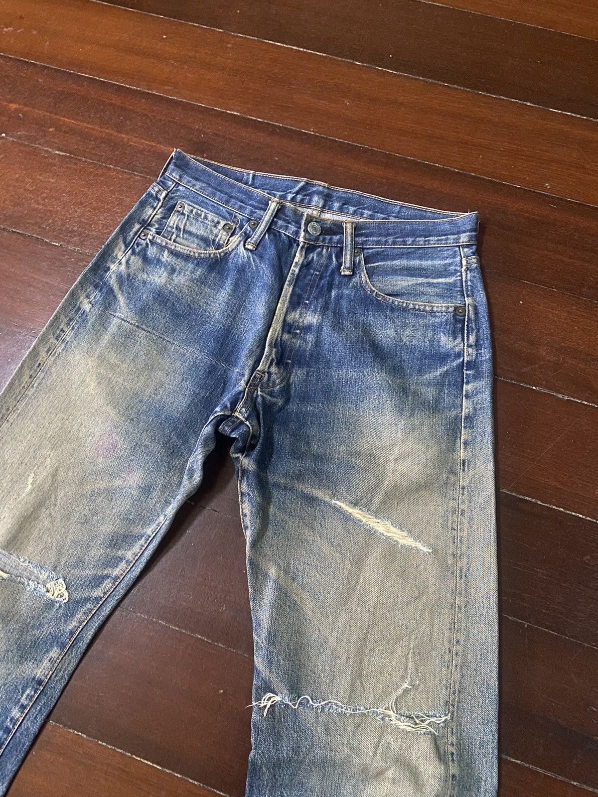 Denime Vintage denime Distress Mud wash Denim Selvedge Jeans Size US 29 - 7 Thumbnail