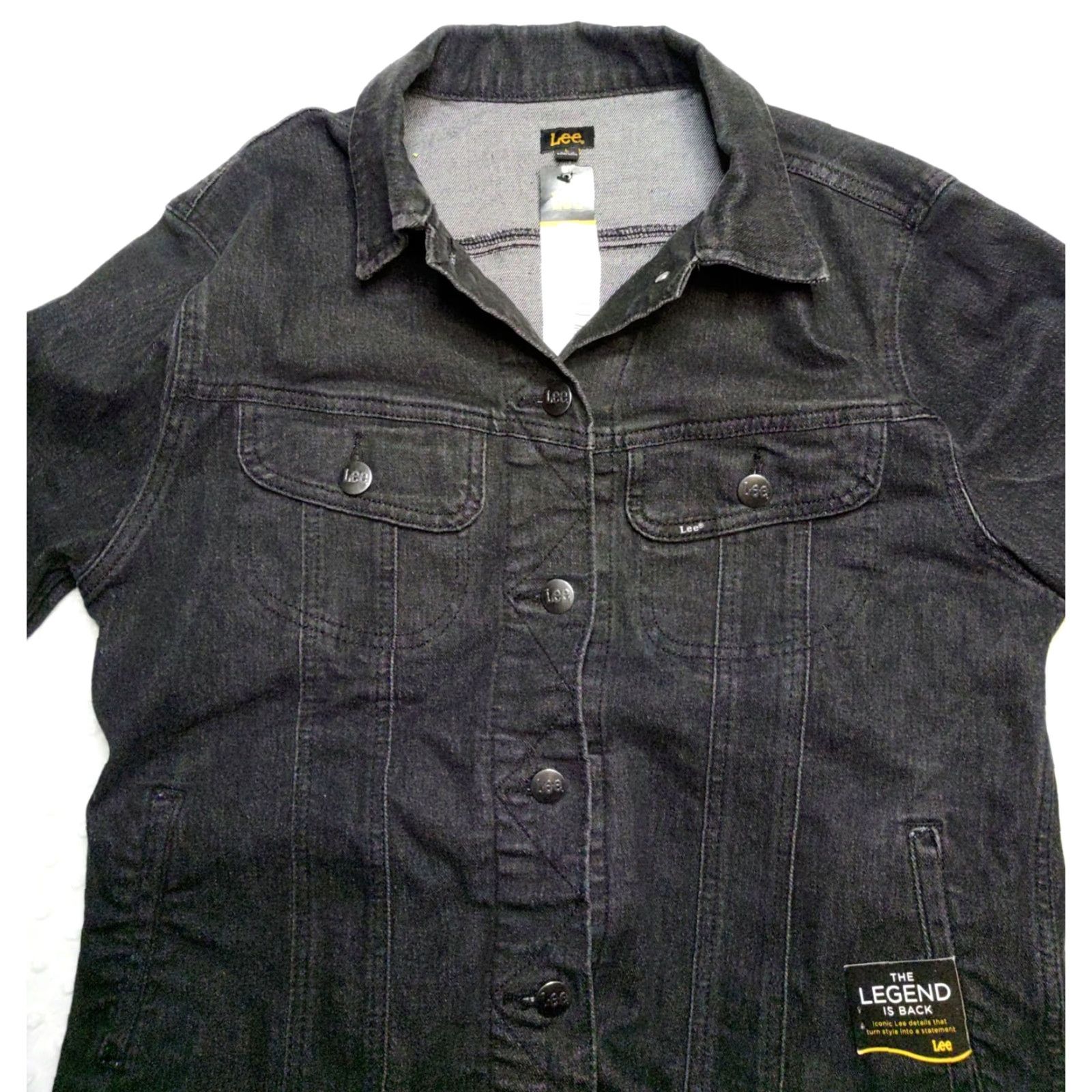 Lee Lee Denim Jacket Black Stretch Regular Fit L Womens Legendary Style Jacket Size L / US 10 / IT 46 - 4 Thumbnail