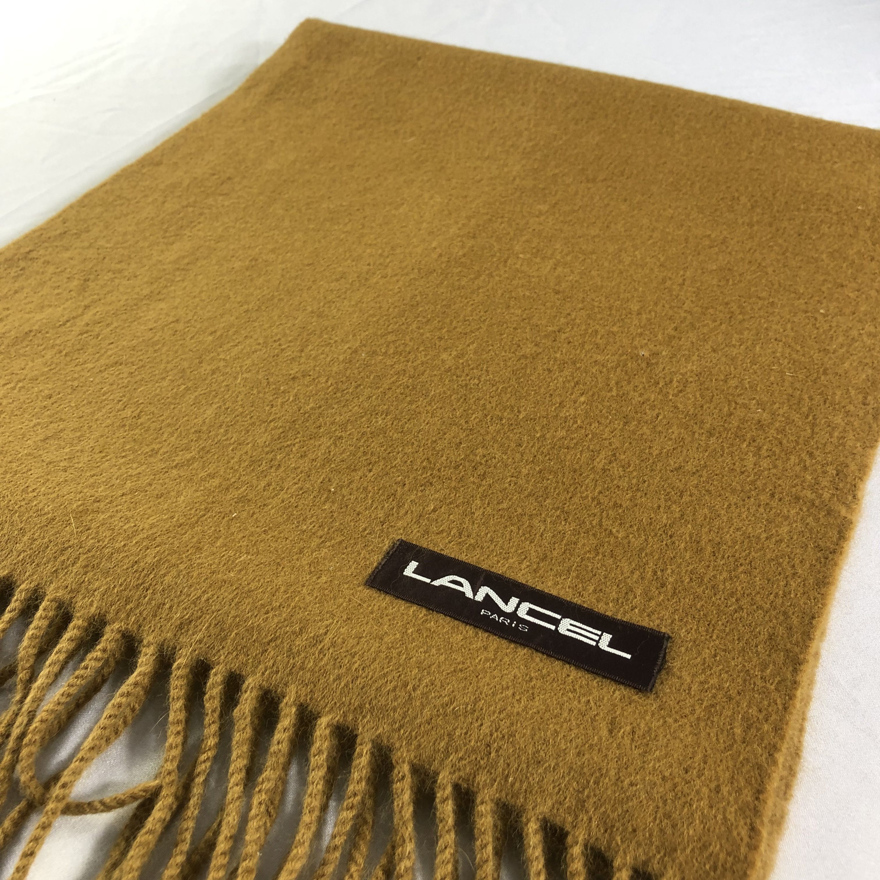 Lancel Lancel Plain Tan Wool Scarf Muffler V1520 Size ONE SIZE - 3 Thumbnail