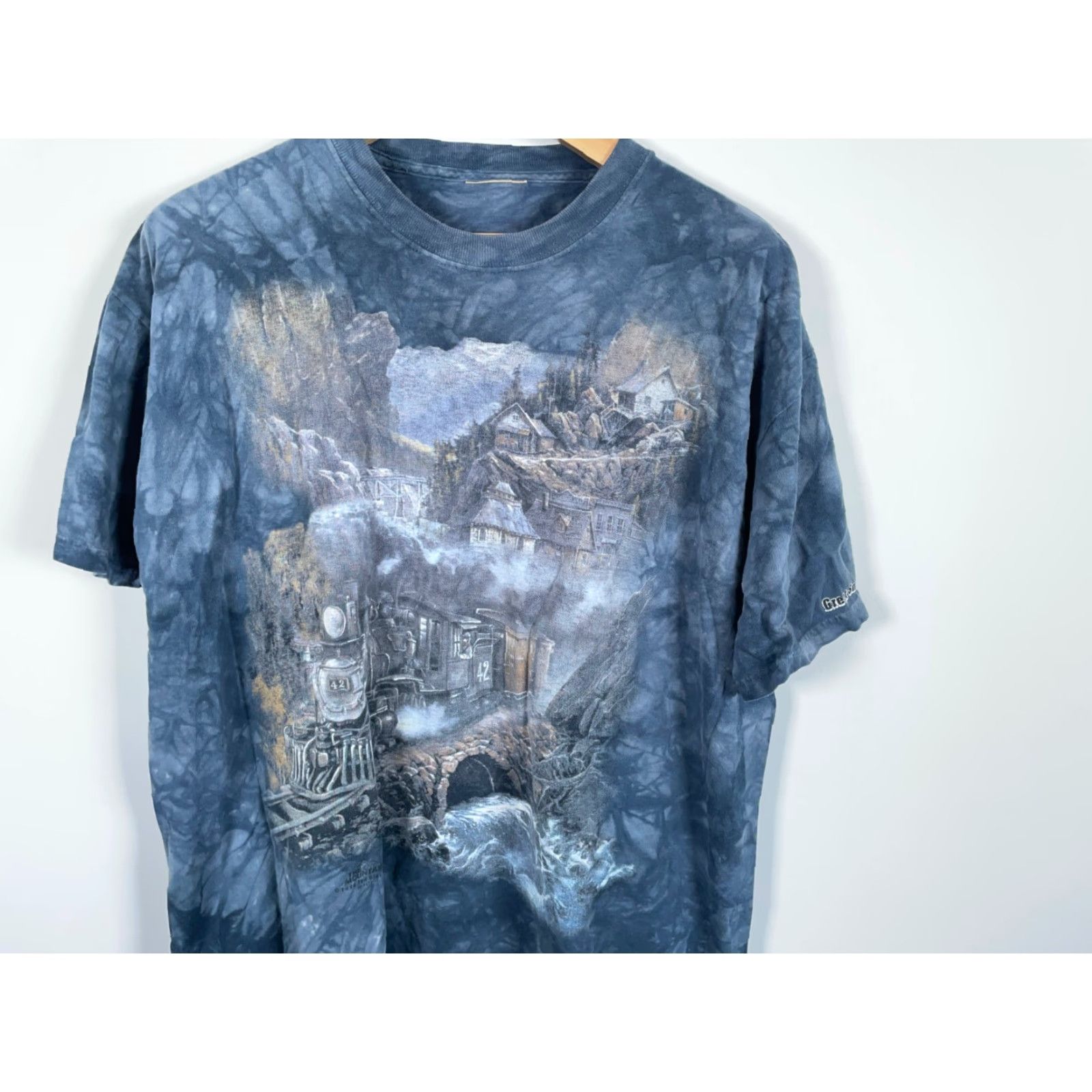 The Mountain VINTAGE The Mountain T-Shirt Blue Tie Dye 1998 Train Graphic XL Men’s 90s AOP Size US XL / EU 56 / 4 - 4 Thumbnail