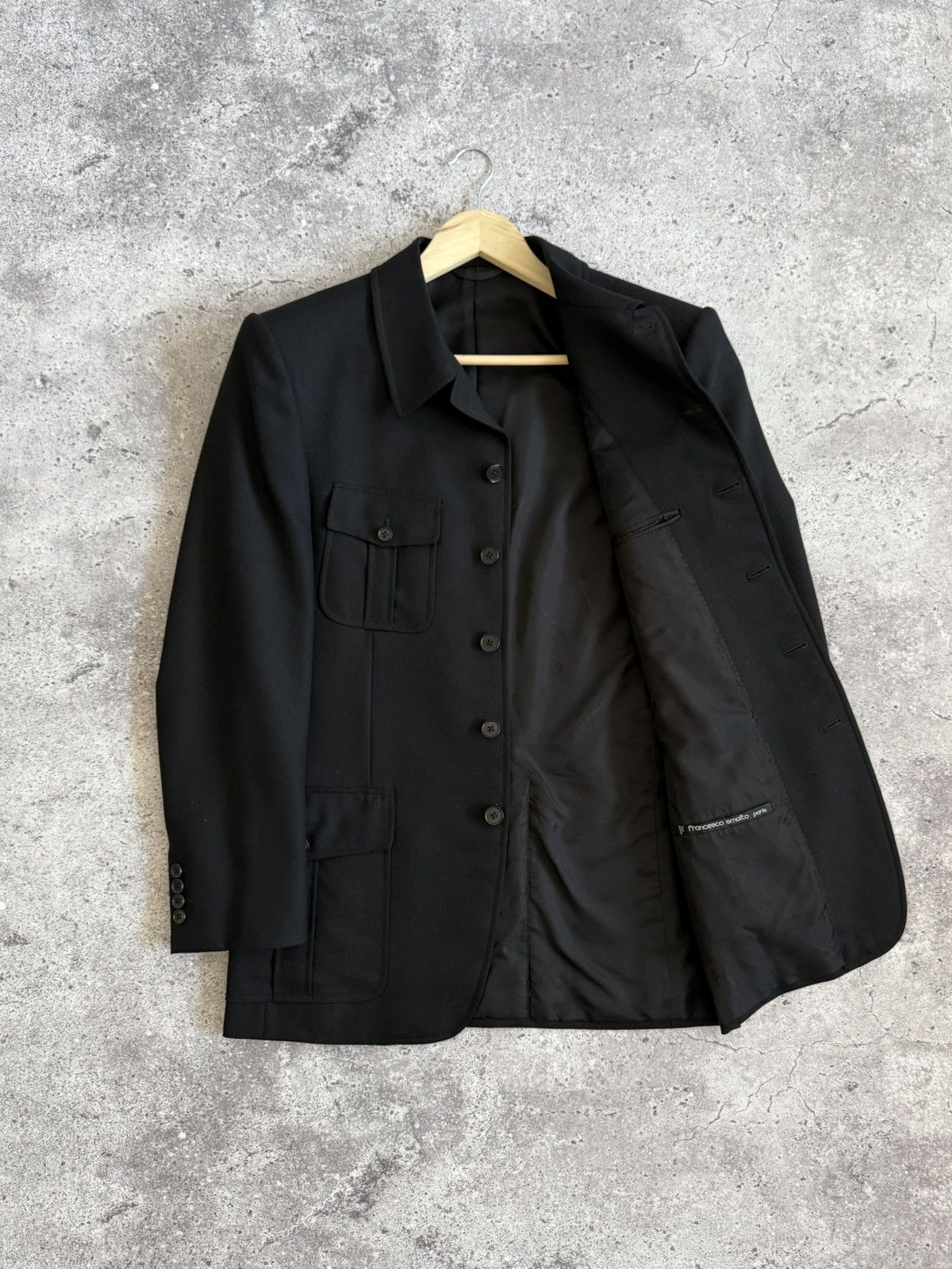 Francesco Smalto Vintage Francesco Smalto Paris Tailored Wool Safari Jacket Size 50R - 1 Thumbnail