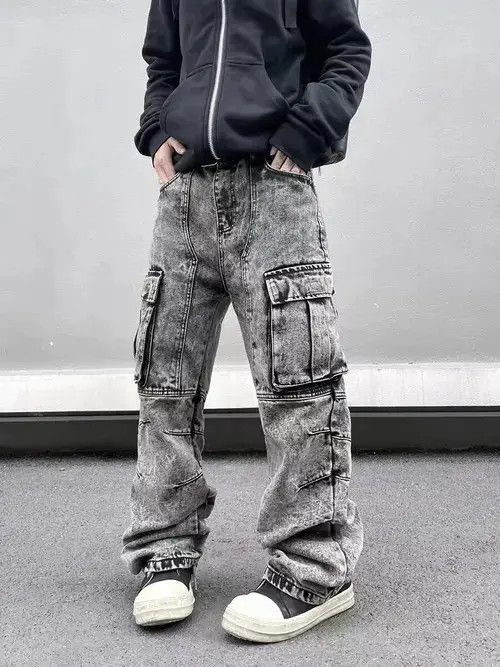 Japanese Brand × Jean High Street Washed Heavy Duty Pocket Cargo Jeans Size US 32 / EU 48 - 4 Thumbnail
