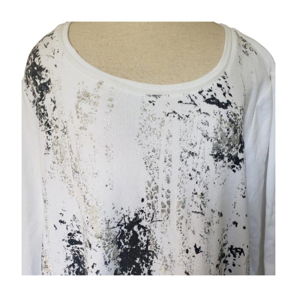 Chicos CT635 Chico's Zenergy White & black Ribbed T-shirt S Size S / US 4 / IT 40 - 2 Thumbnail