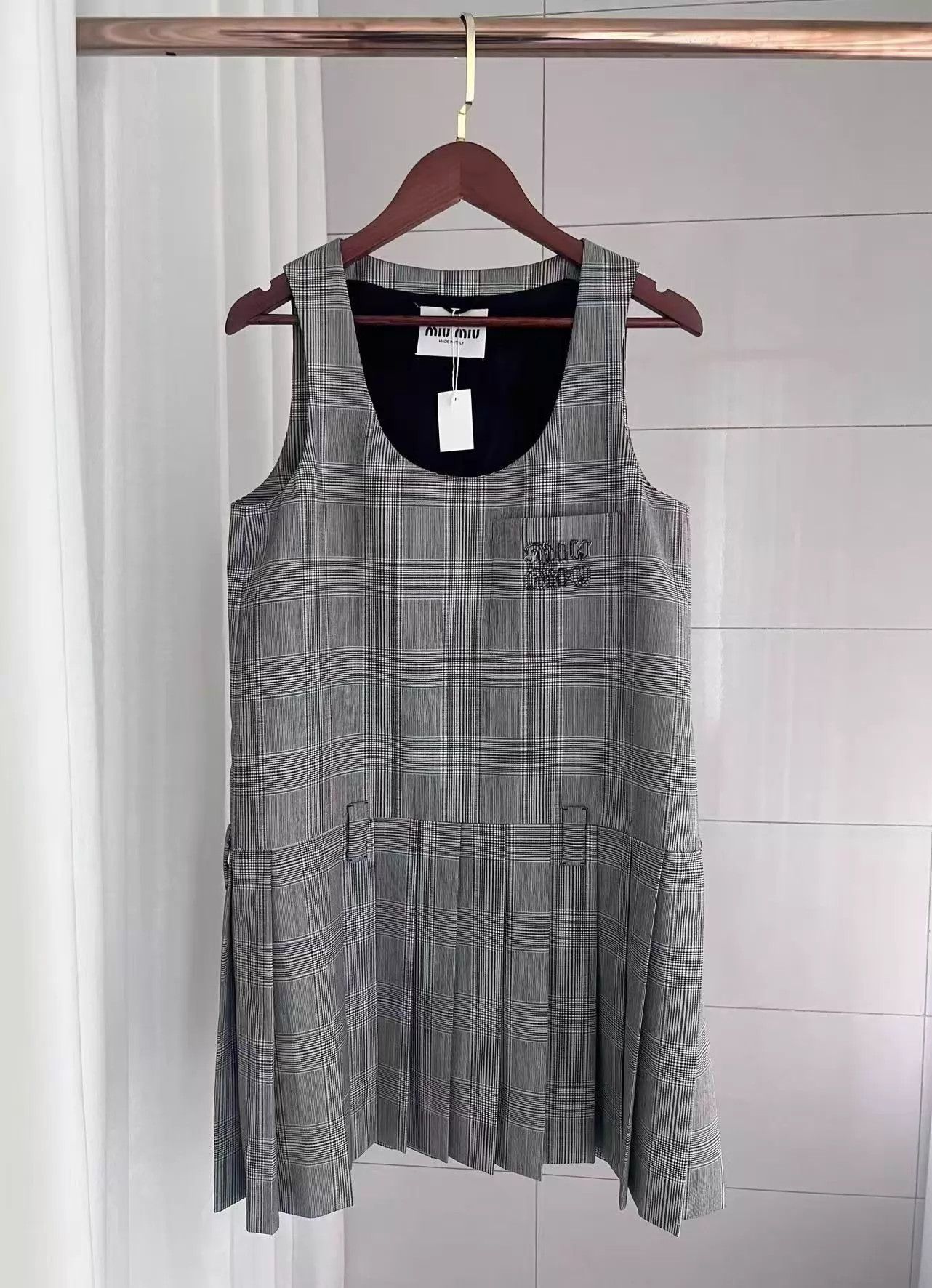 Miu Miu MIU MIU Checkered Logo Crew Neck Sleeveless Short Dress Size XS / US 0-2 / IT 36-38 - 1 Thumbnail