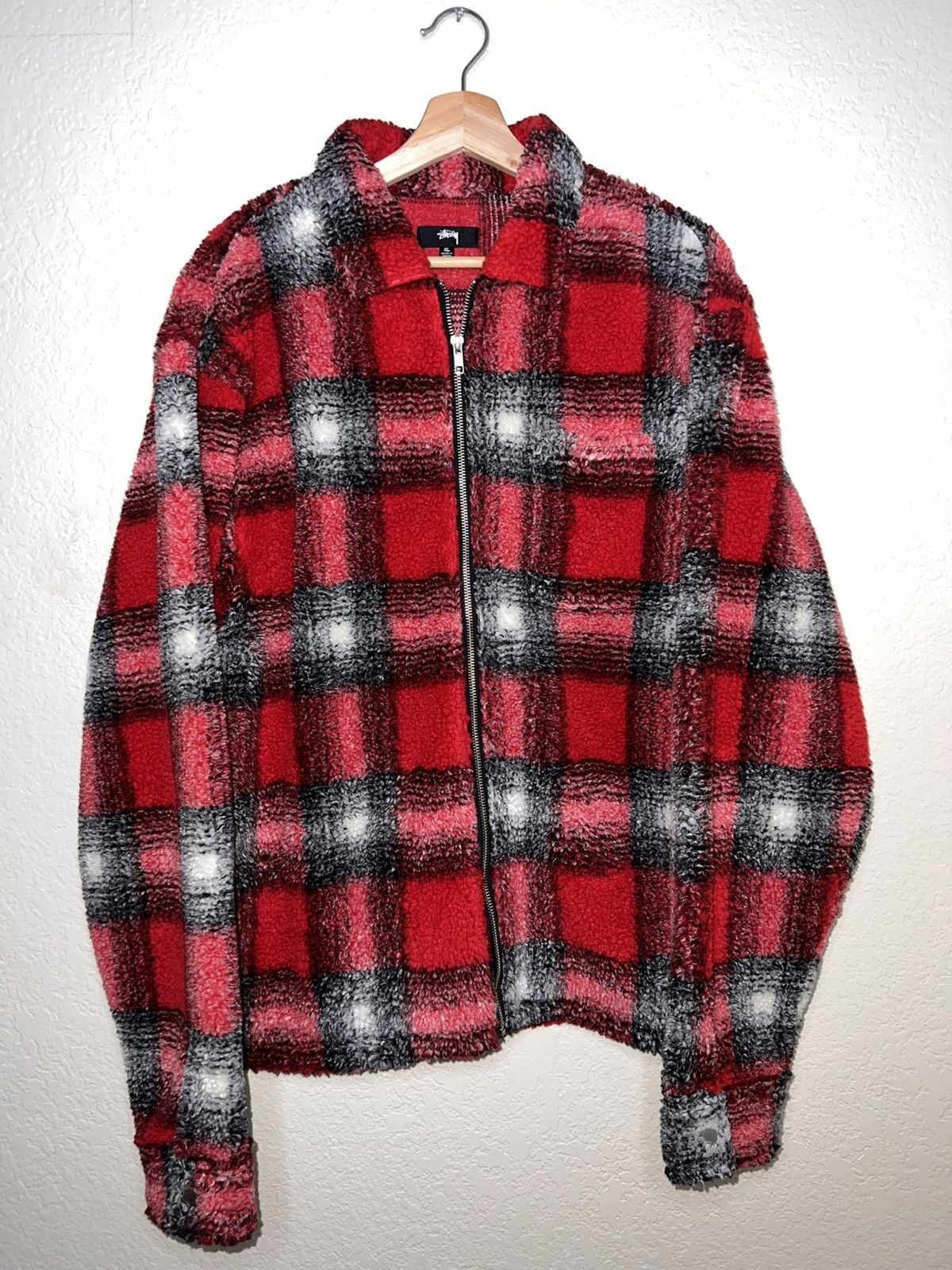 Stussy Stussy Shadow Plaid Sherpa Zip Shirt ‘Red’ Size XL Size US XL / EU 56 / 4 - 1 Thumbnail