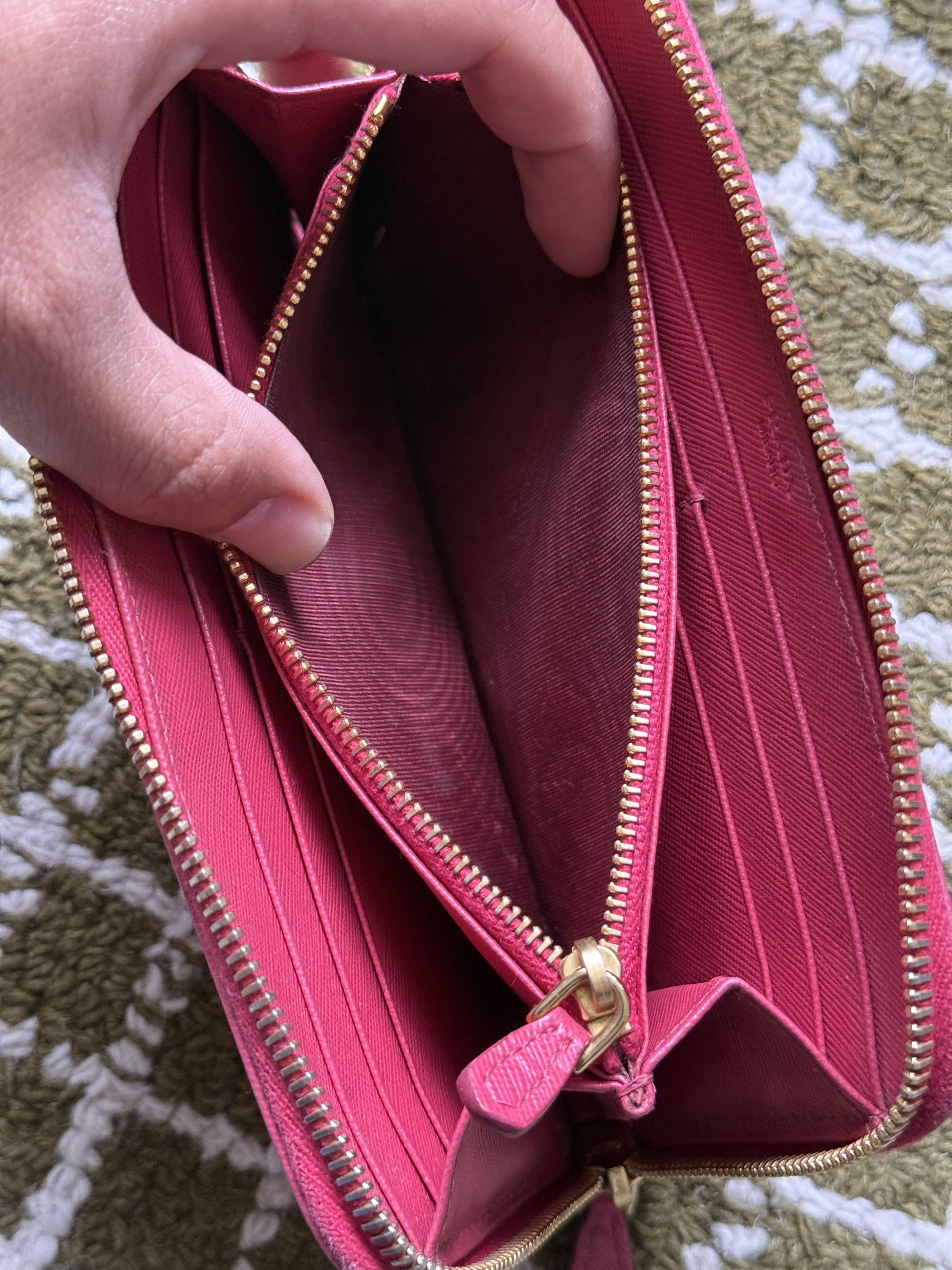 Prada Prada Saffiano Leather Zip-Around Continental Wallet Pink Size ONE SIZE - 3 Thumbnail