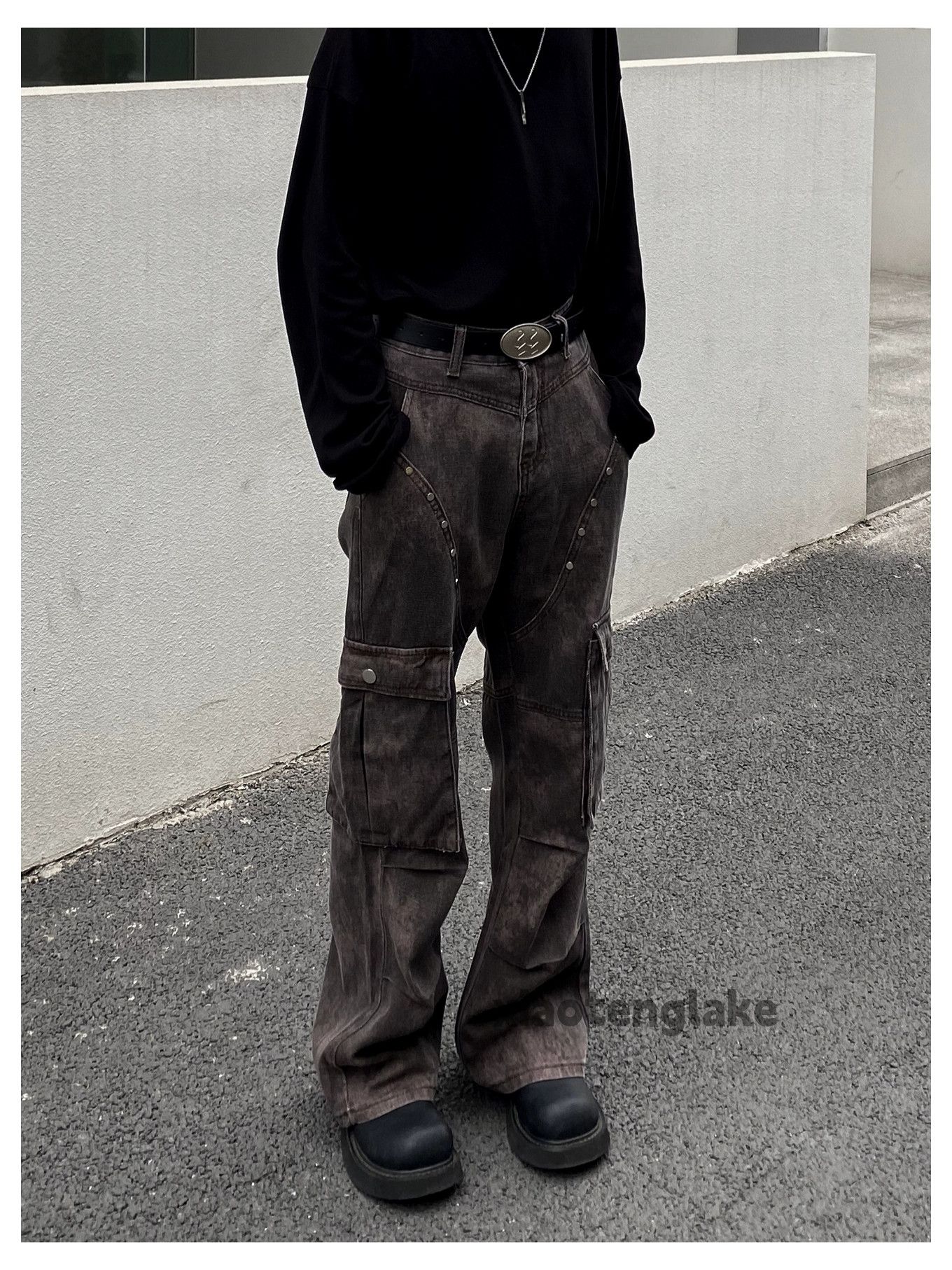 Designer × Japanese Brand × Vintage washed faded cleanfit yuppie tie dye flared cargo pants Size US 30 / EU 46 - 6 Thumbnail