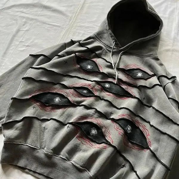 VIBE Hip Hop Street Retro Eyes Loose Hooded Sweatshirt Size US L / EU 52-54 / 3 - 1 Thumbnail