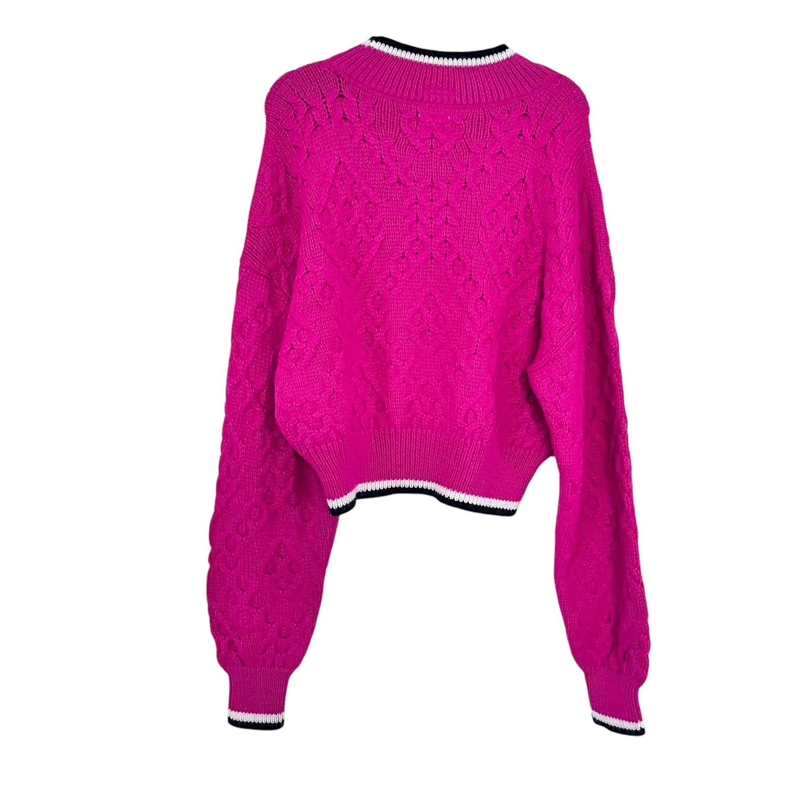 MOTHER Mother The Mock Neck Pink Cable Knit Cropped Jumper Sweater Size M / US 6-8 / IT 42-44 - 4 Thumbnail