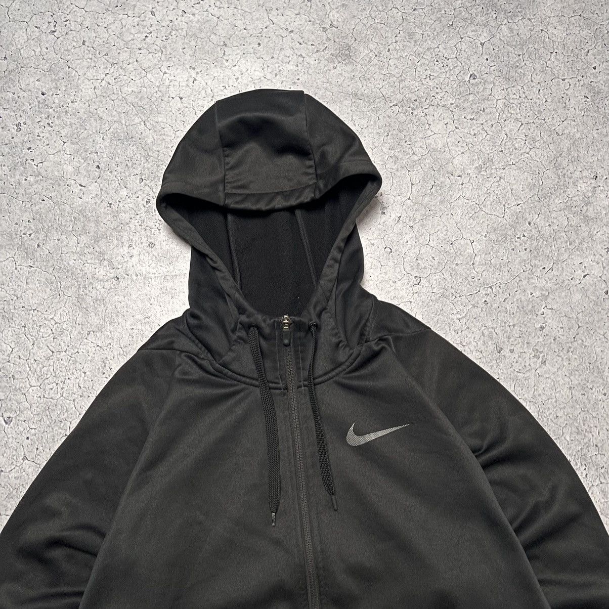 Nike × Vintage Nike Vintage Dri Fit Zip Ninja Hoodie Oversized Drill Swoosh Size US L / EU 52-54 / 3 - 3 Thumbnail