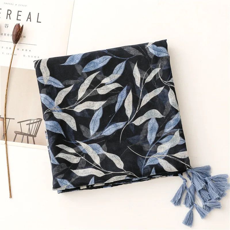Japanese Brand × Vintage Floral Thin Tassel Viscose Shawl Scarf Lady Size ONE SIZE - 3 Thumbnail