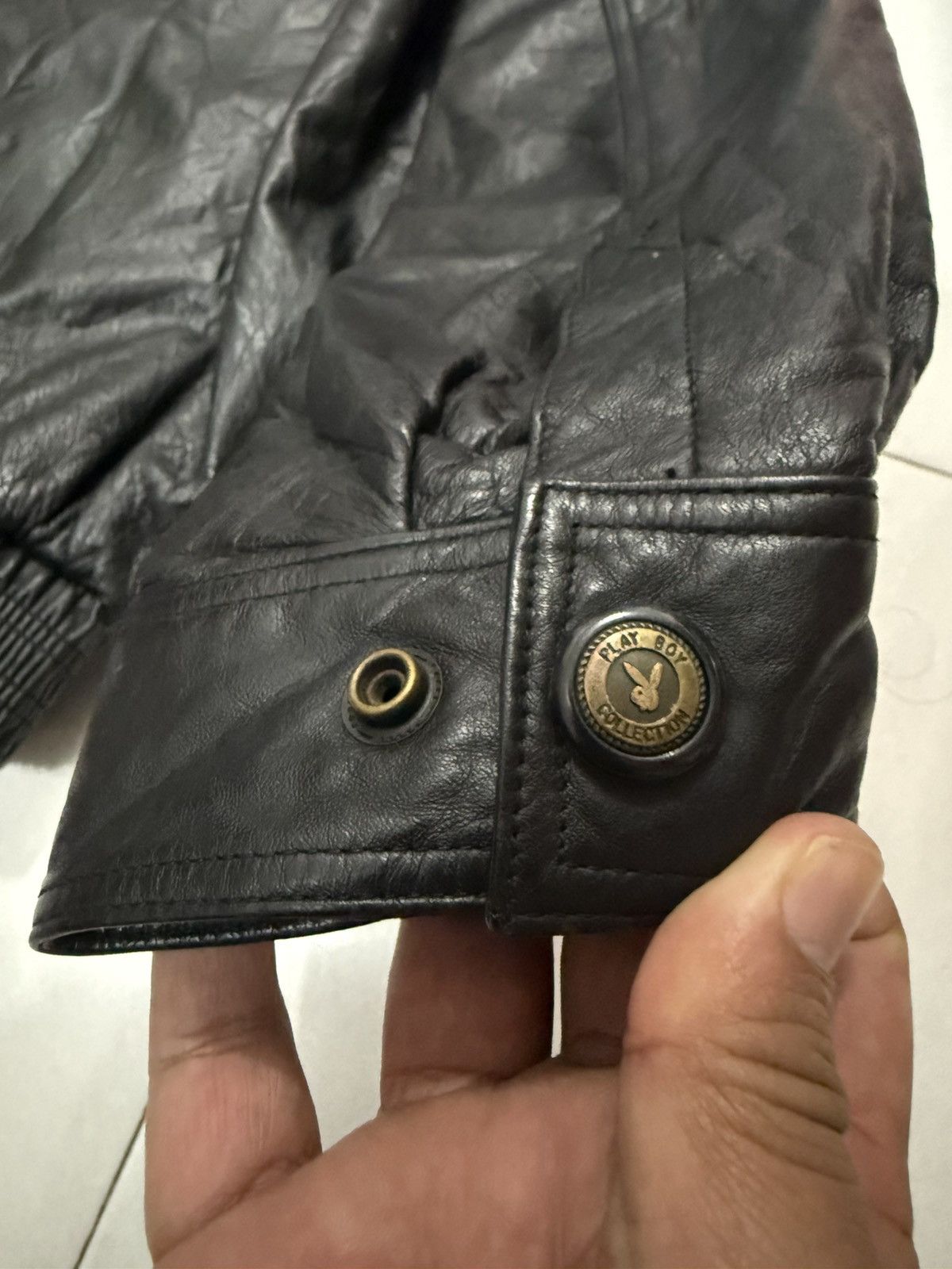 Playboy VTG PLAYBOY Bomber Leather Jacket With Fur Size US L / EU 52-54 / 3 - 14 Thumbnail