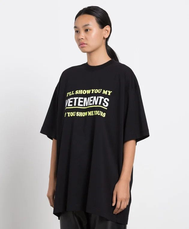 Vetements Black "Show You My Vetements" Logo Oversized T-Shirt Size S / US 4 / IT 40 - 1 Thumbnail