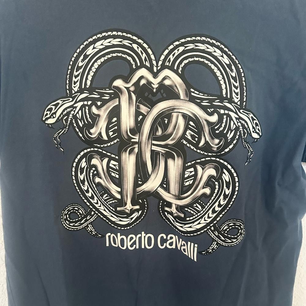 Roberto Cavalli ROBERTO CAVALLI Graphic Tee T-shirt Snake Navy Blue Small Size US S / EU 44-46 / 1 - 2 Thumbnail