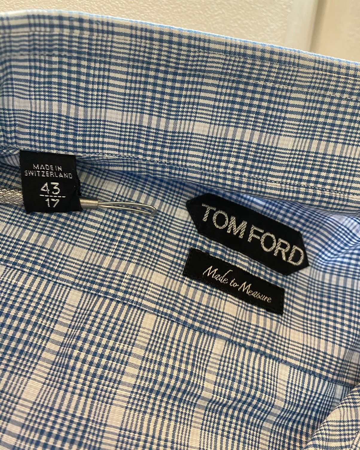 Tom Ford Tom Ford light blue glen check shirt 17 43e Size US L / EU 52-54 / 3 - 6 Thumbnail