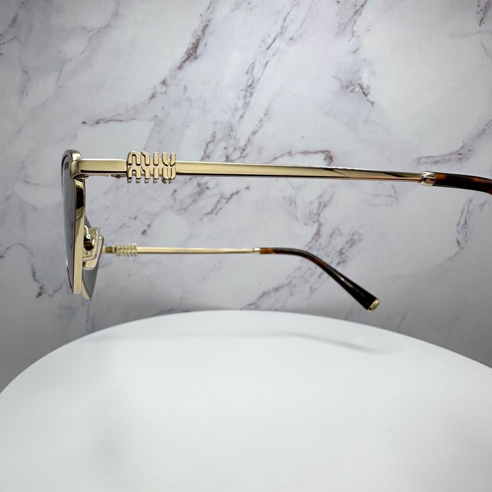 Miu Miu New MIU MIU Runway Hexagon Gold Metal Sunglasses Logo Size ONE SIZE - 6 Thumbnail