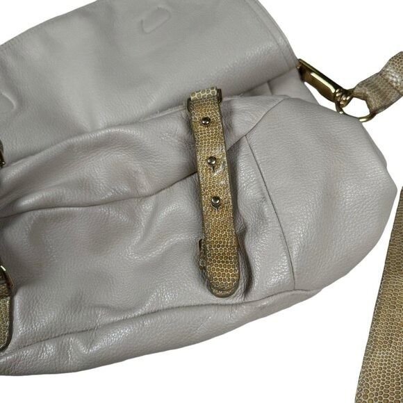 Genuine Leather CC Skye Onie Messenger Crossbody Bag Snake Embossed in Beige Size ONE SIZE - 8 Thumbnail