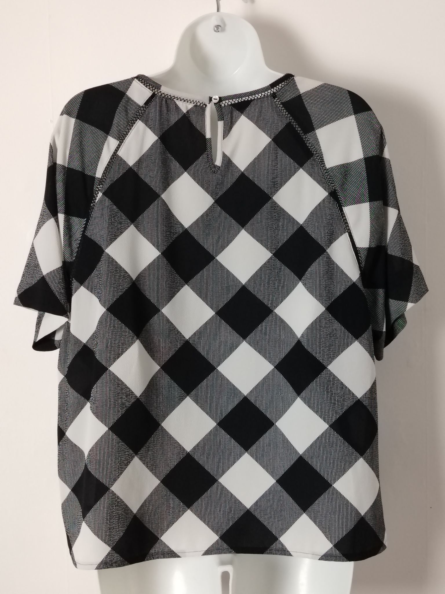 Other M&S Blouse Womens UK 16 Petite Black White Check Short Size XXL / US 16-18 / IT 52-54 - 2 Thumbnail