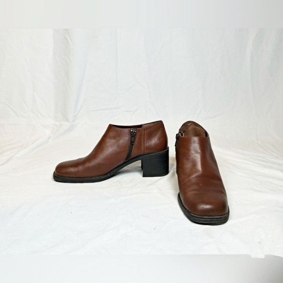 Other Vintage 90s Brown Leather Square Toe Shooties Ankle Boots Size US 8 / IT 38 - 2 Thumbnail