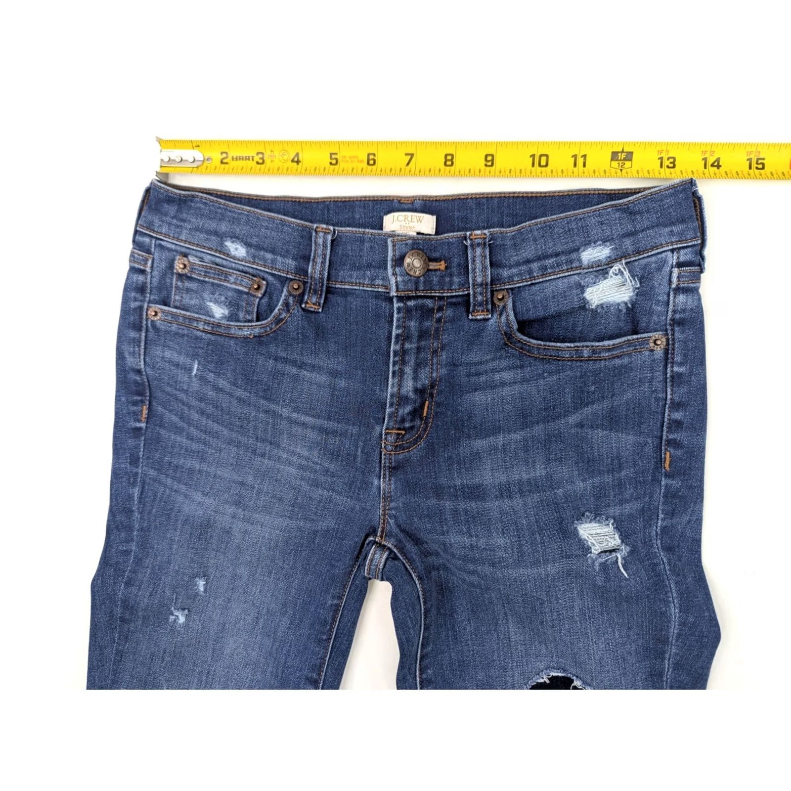 J.Crew J. Crew Skinny Denim Jeans Women 27x27.5 Distressed Stretch Blue N/A EUC C7846 Size 27" / US 4 / IT 40 - 5 Thumbnail