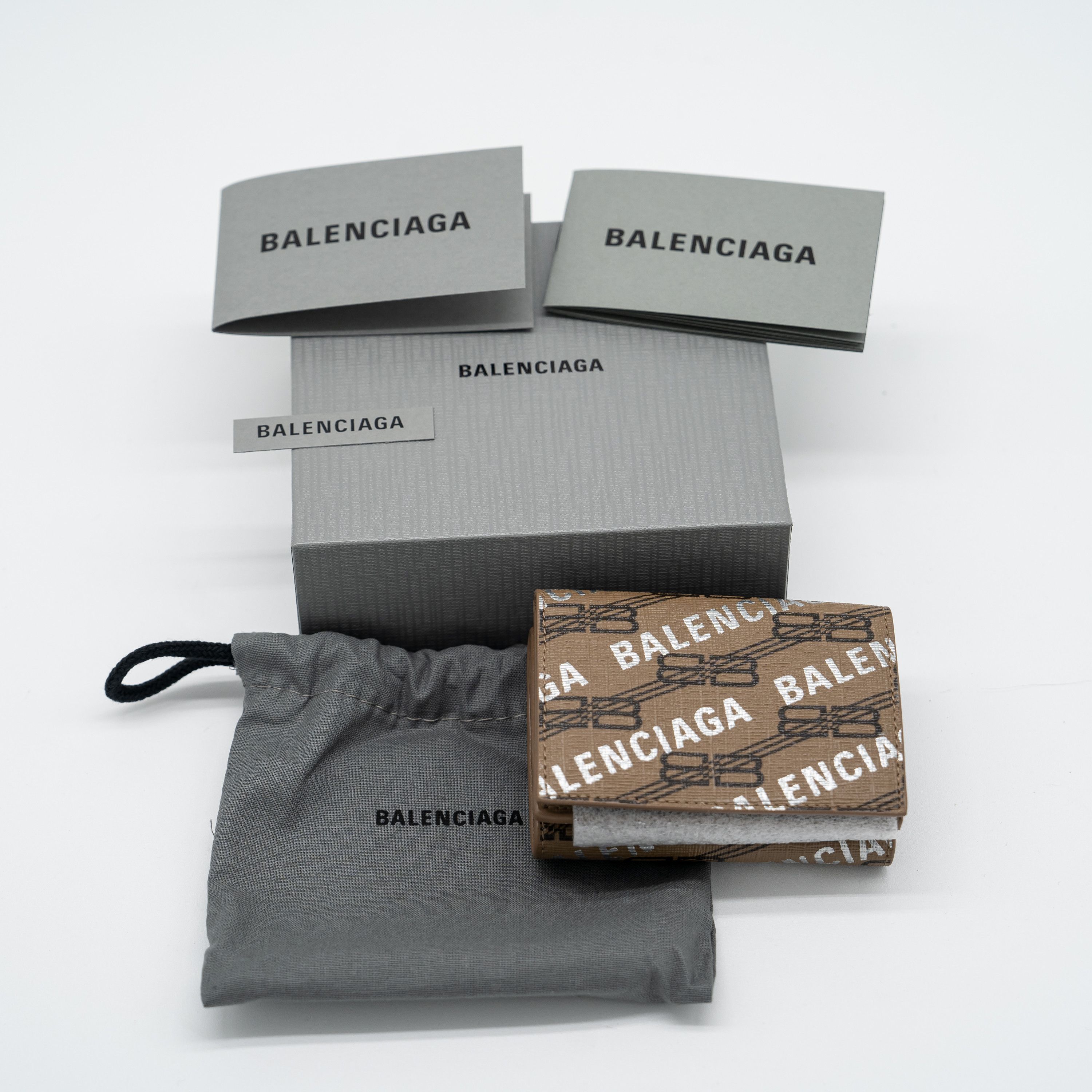 Balenciaga BALENCIAGA Tri-Fold Wallet Brown BB Monogram Leather Size ONE SIZE - 7 Thumbnail
