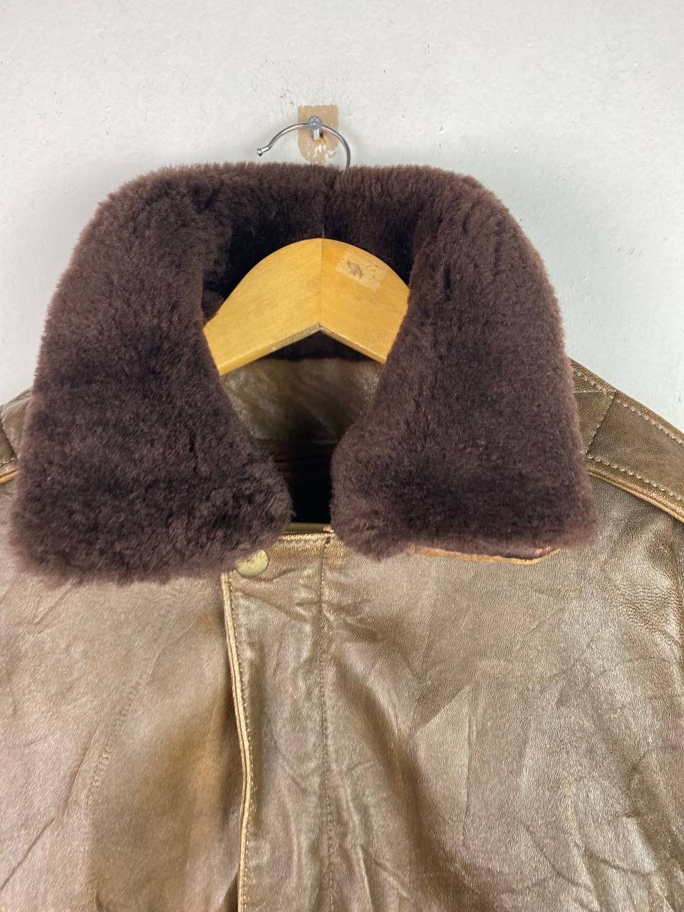 Vintage vintage skendel leather jacket used looked fur lining Size US L / EU 52-54 / 3 - 2 Thumbnail