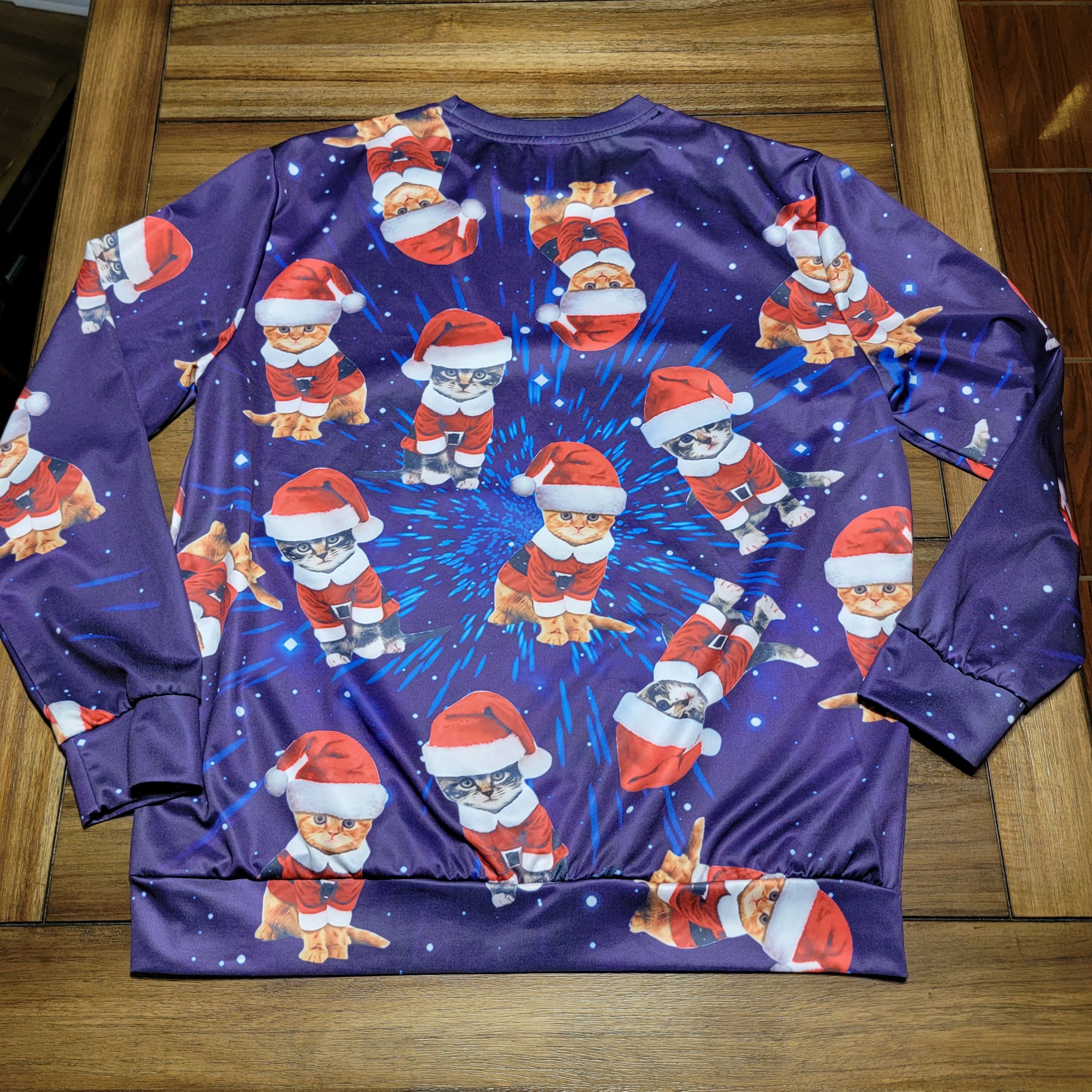 Other Christmas Santa Cats LS Oversized Polyester Unisex Shirt- XL Size XL / US 12-14 / IT 48-50 - 3 Thumbnail