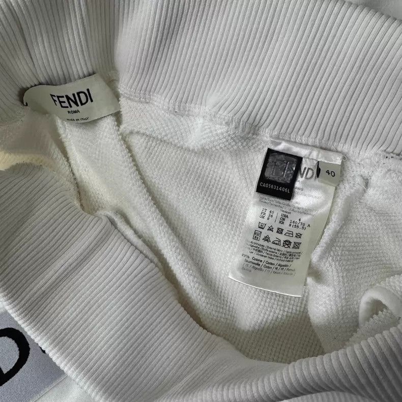 Fendi FENDI White All-Over Logo Tape Track Pants Q10 Size US 35 - 3 Thumbnail