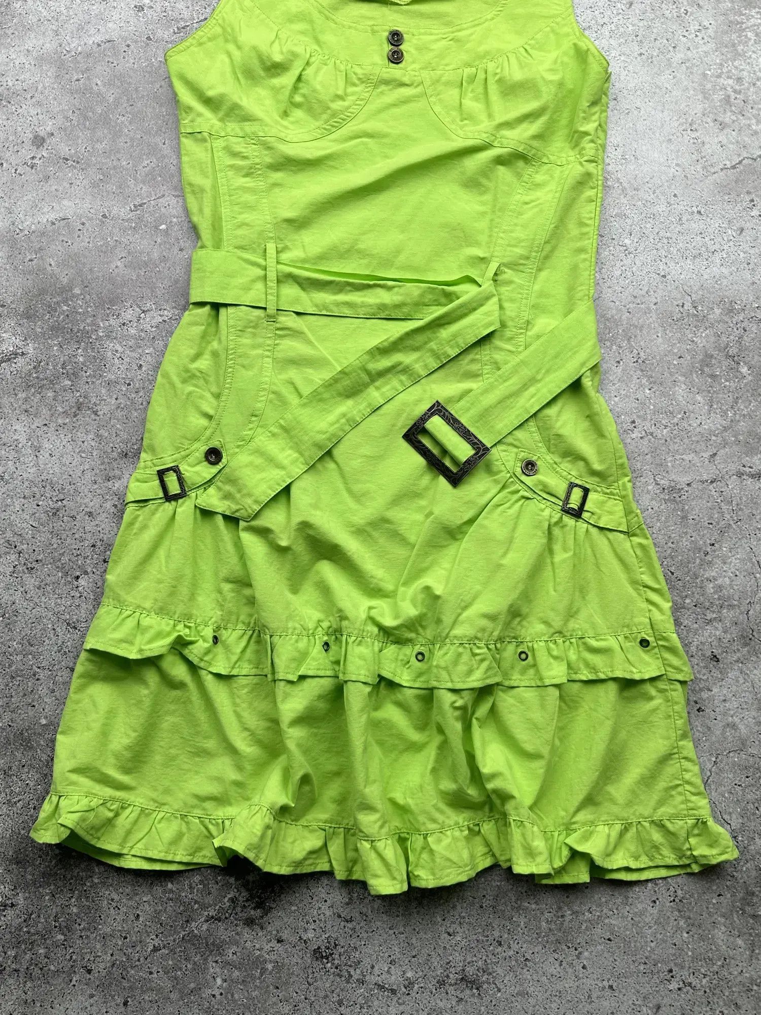 Japanese Brand Vintage Belt Bondage Flare Mini Dress C91(V557)(E8) Size S / US 4 / IT 40 - 3 Thumbnail