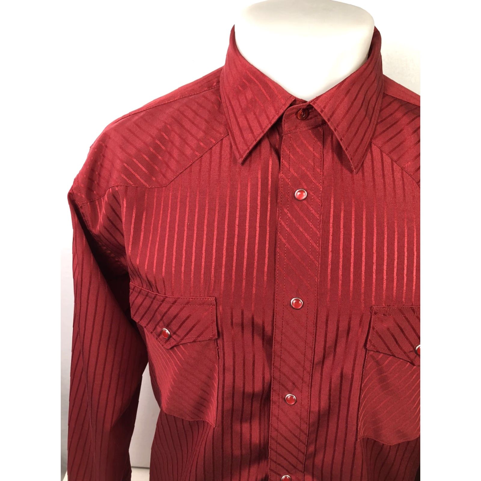 Wrangler WRANGLER Red Stripe Cowboy Western RED SNAP Rockabilly XL Shirt Mens Size US XL / EU 56 / 4 - 2 Thumbnail