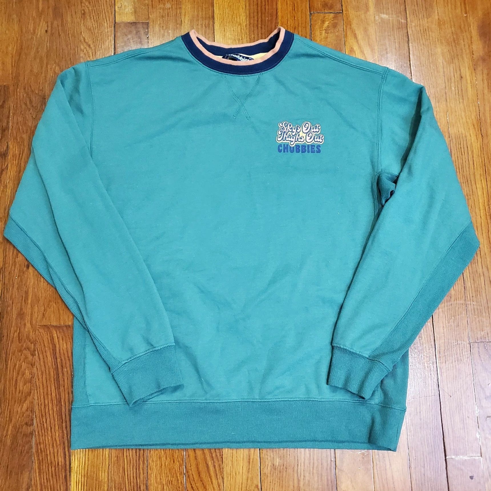 Chubbies Chubbies Sweatshirt Mens Large Green Sky's Out Thighs Out Fleece Pullover Size US L / EU 52-54 / 3 - 3 Thumbnail