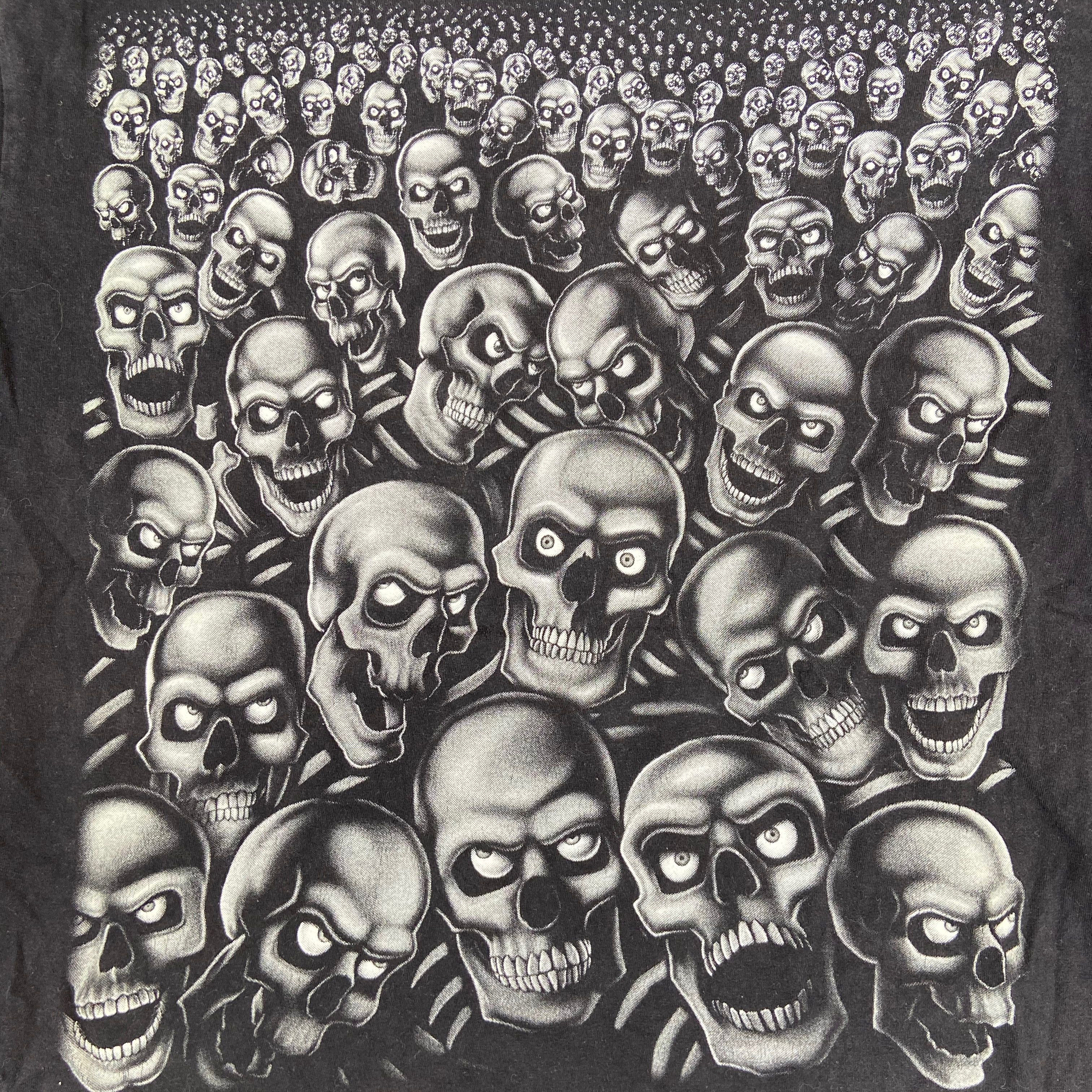 Vintage 1990s VINTAGE OVERPRINTED SKULL 3D TEE - № 585 Size US L / EU 52-54 / 3 - 4 Thumbnail