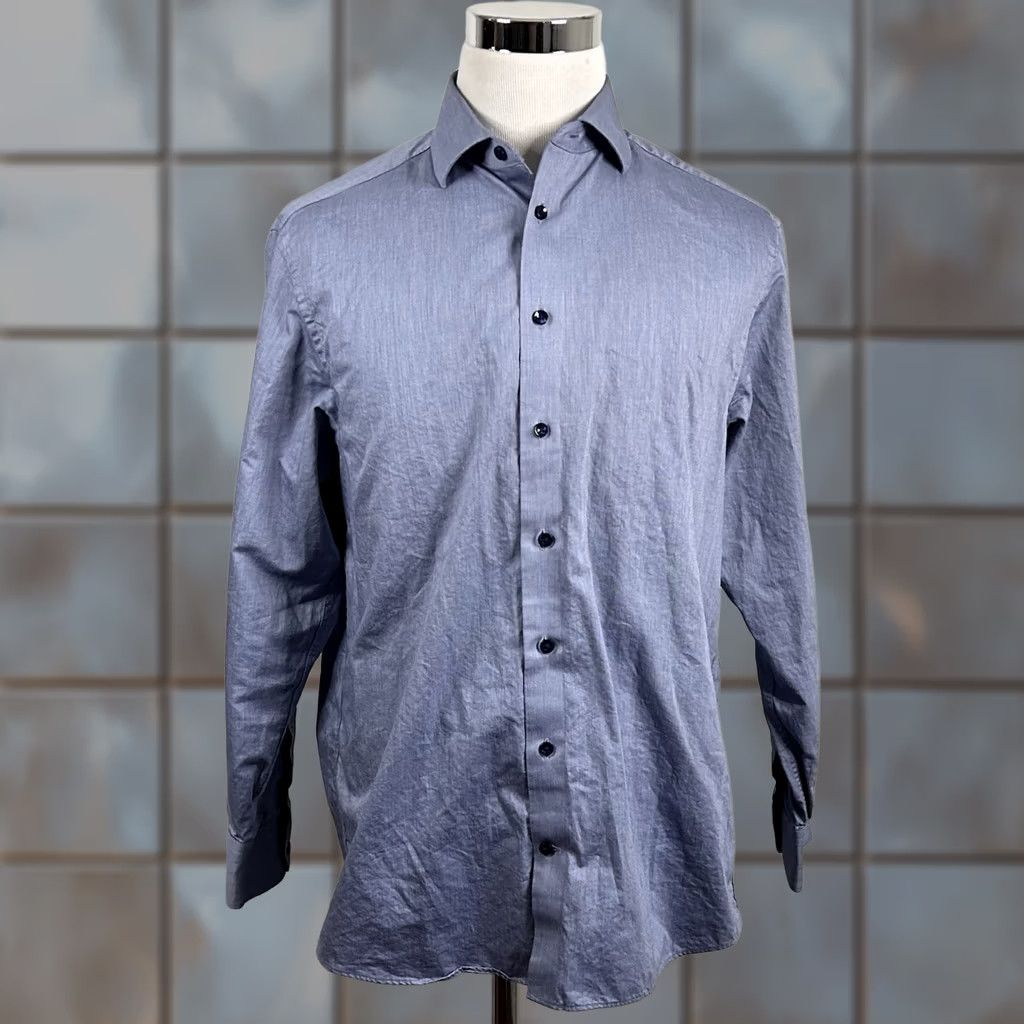 Charles Tyrwhitt Charles Tyrwhitt Dress Shirt 16 34 Classic Fit Blue Floral Cotton Shirt Mens Size 42R - 1 Thumbnail
