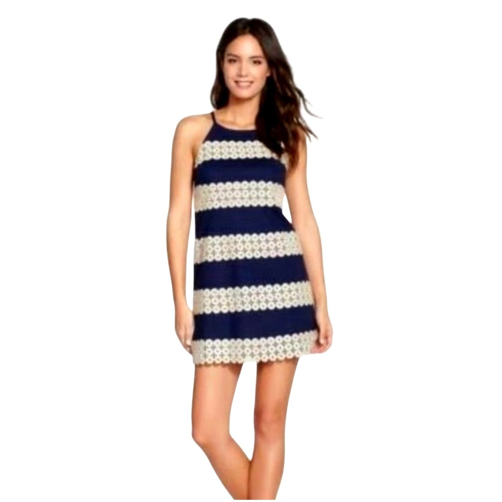 Lilly Pulitzer Navy Blue Gold Lace Dress Size 00 - www.joarbit.com