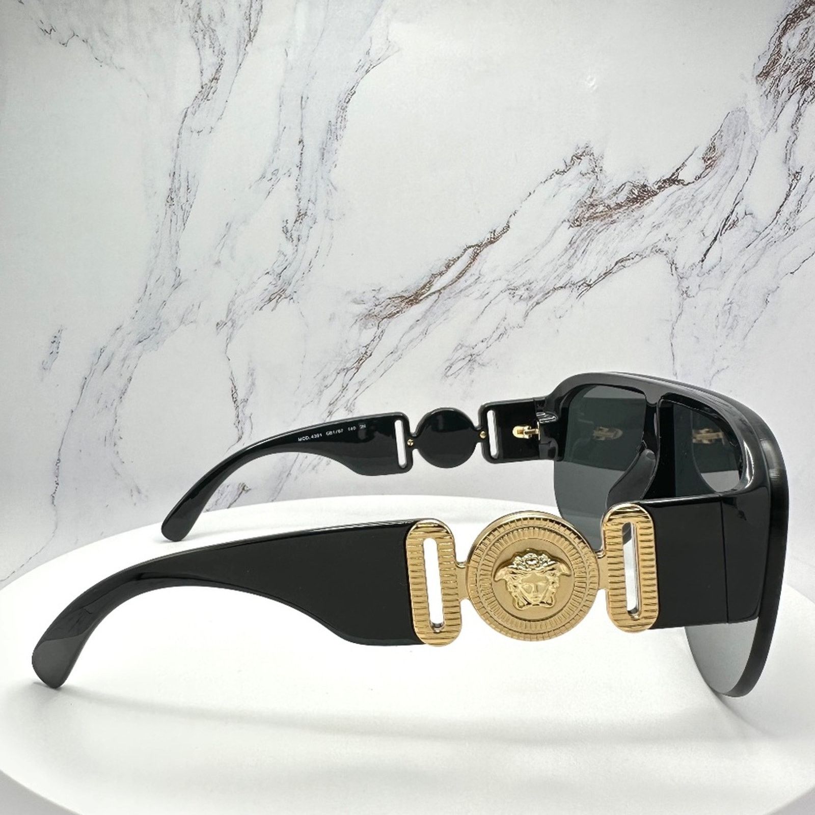 Versace New VERSACE Sunglasses Black Gold Shield Mask Medusa Logo Size ONE SIZE - 7 Thumbnail