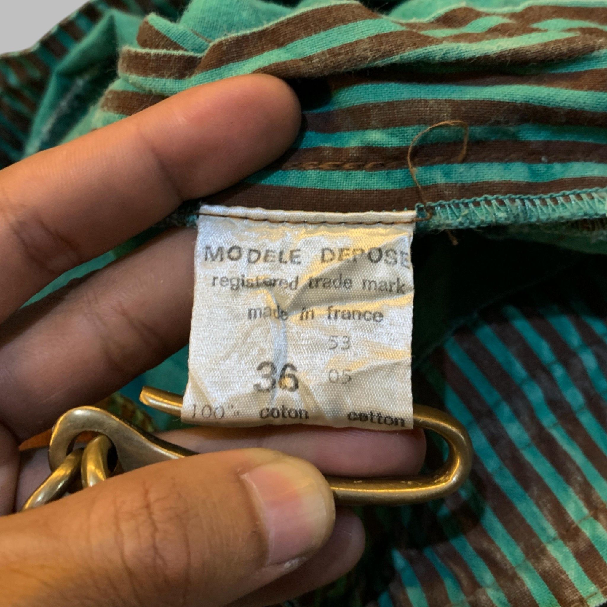 Designer × Marithe + Francois Girbaud Vintage Marithe Francois Girbaud Green Striped Pants Size 36" / US 14 / IT 50 - 7 Thumbnail