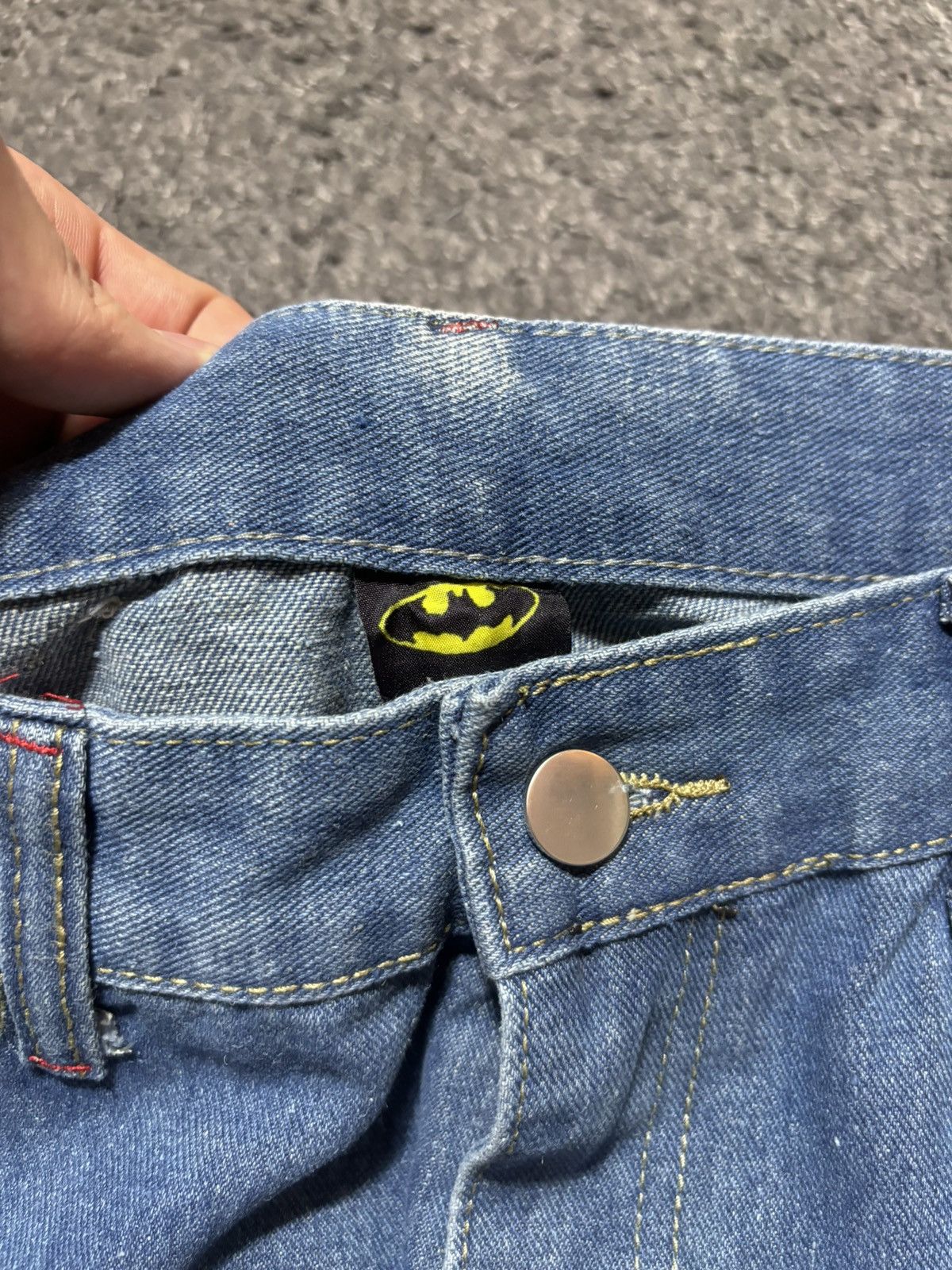 Jean × Vintage Vintage wide leg rare batman embroidered blue baggy jeans Size US 34 / EU 50 - 18 Thumbnail