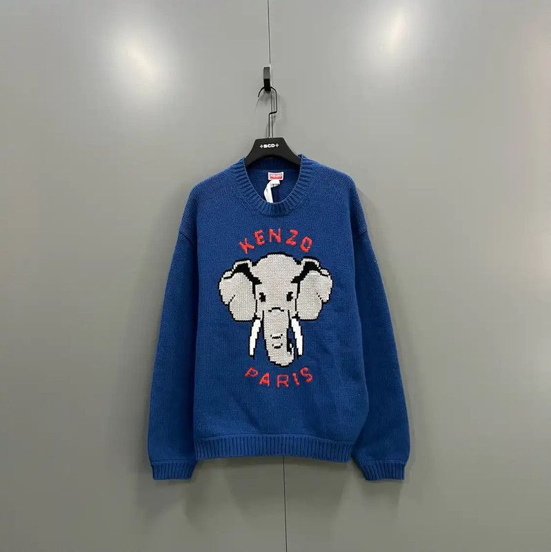 Kenzo KENZO Blue Wool Logo Sweater for Men 0089 Size US L / EU 52-54 / 3 - 1 Thumbnail
