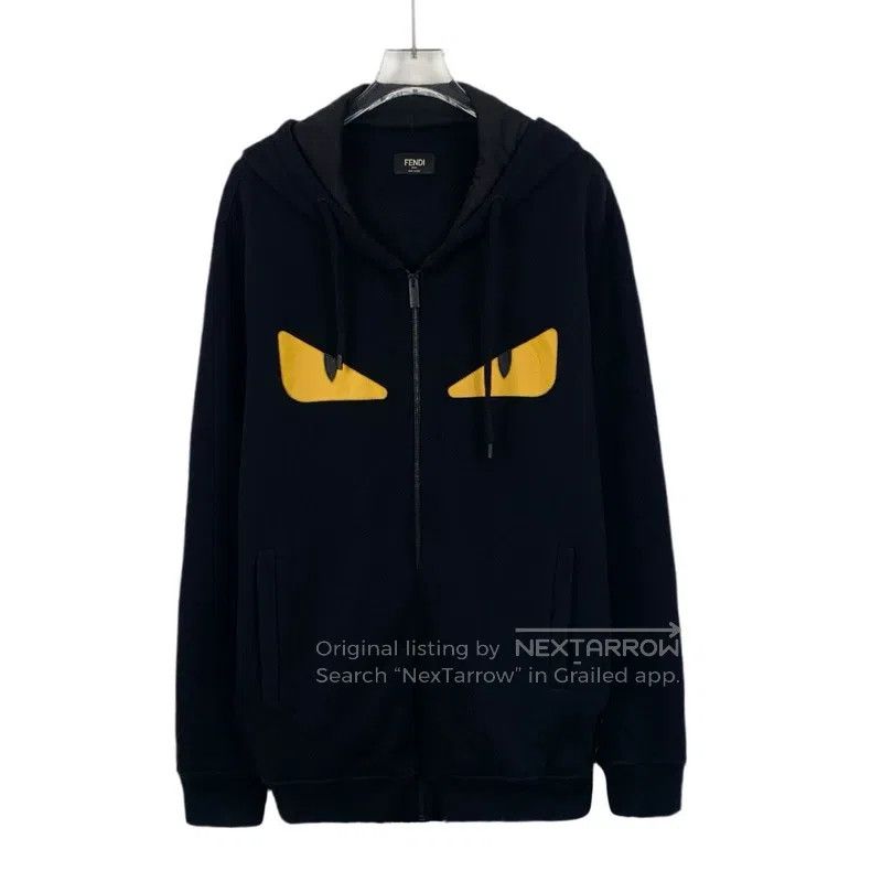 Fendi Fendi Black Little Monster Eye Wool Hooded Drawstring Zipp Size US M / EU 48-50 / 2 - 1 Thumbnail