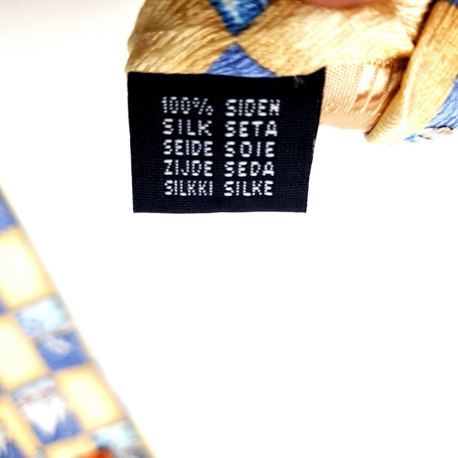Vintage Tango Silk Tie Print Yellow Blue Wide Sailboat Fish Novelty Size ONE SIZE - 4 Thumbnail