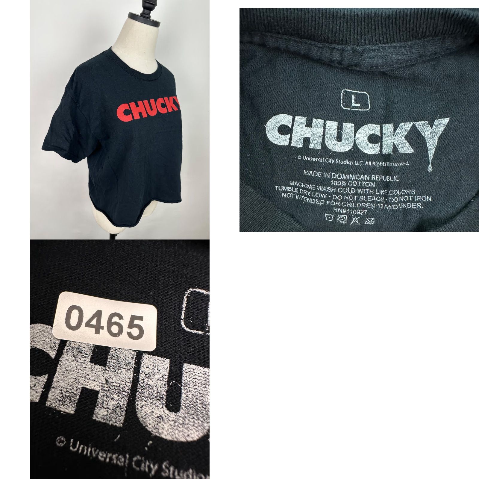 Etro Chucky Shirt Unisex Large CROPPED T-shirt Horror Tee Halloween Black Shirt Size L / US 10 / IT 46 - 8 Thumbnail