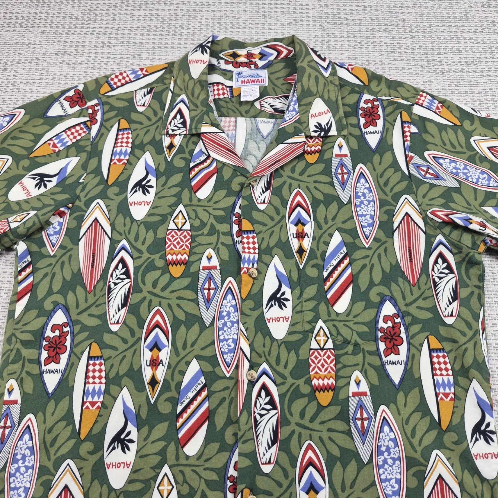Vintage VTG Hawaii Button Up Shirt Mens Large Green Surfboard Hawaiian Aloha USA Beach Classic HAWAII VTG Hawaii Button Up Shirt Mens Large Size US L / EU 52-54 / 3 - 4 Thumbnail