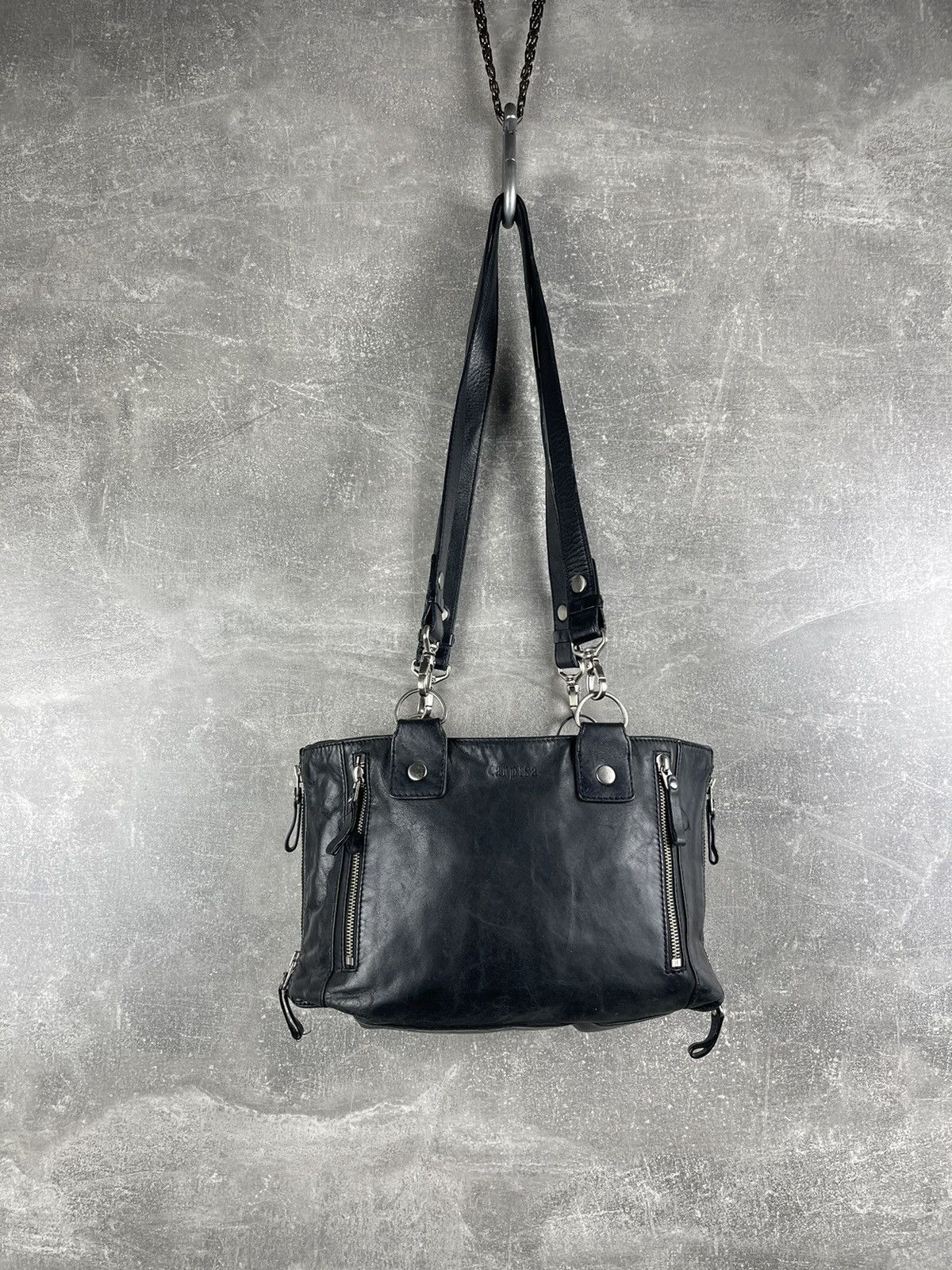 Other Carpisa Y2K Artisian Black Leather Multi Zip Shoulder Bag Size ONE SIZE - 1 Thumbnail