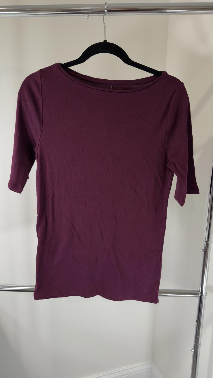 Ann Taylor Ann Taylor Burgundy 3/4 Sleeve Top - Size L Size L / US 10 / IT 46 - 1 Thumbnail