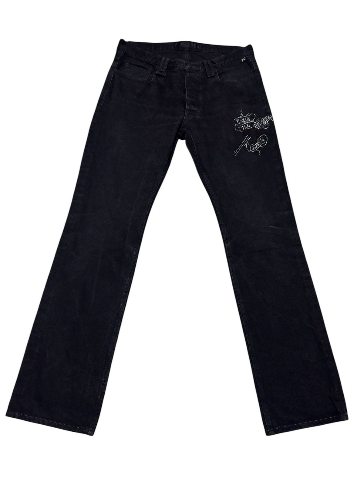 Japanese Brand × Roar OG Roar ”True Till Death” ⚔️ Denim Straight Cut Jeans Size US 34 / EU 50 - 2 Thumbnail